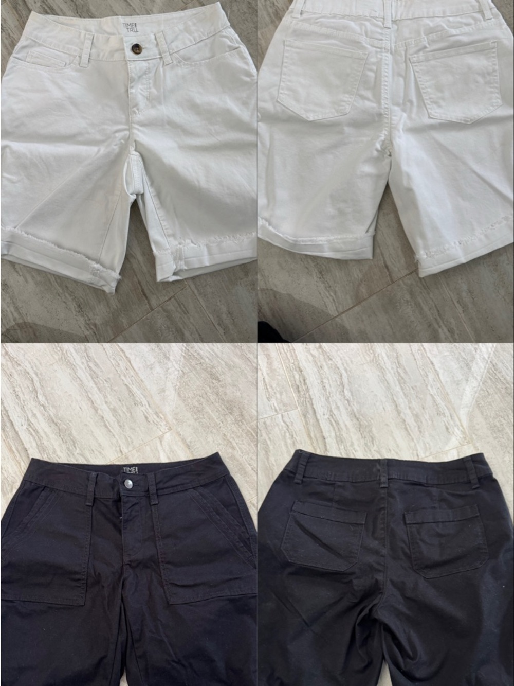 Time and Tru White and Black Shorts